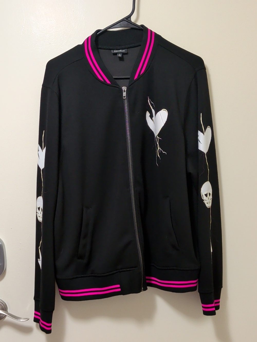 Lovesick By Torrid Athleisure Black And Pink Bomber Jacket